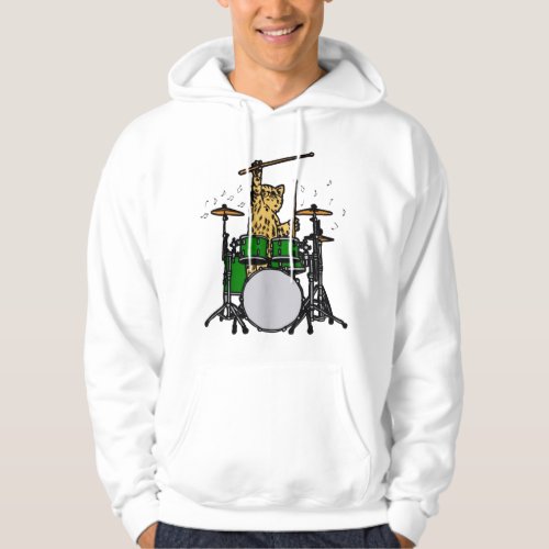 Cute Drummer Cat Musician Playing Drums Lovers Hoodie