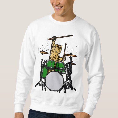 Cute Drummer Cat Musician Playing Drums Lovers Sweatshirt