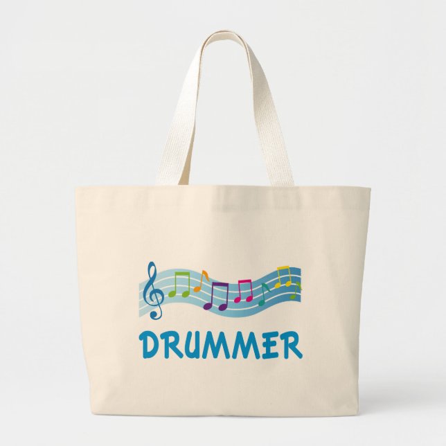 Cute Drummer Staff Large Tote Bag (Front)