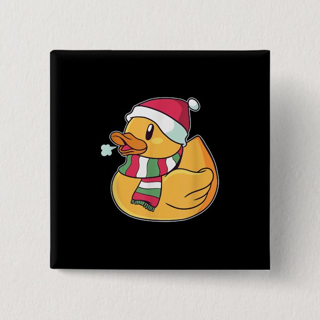 Cute Dub Duck Christmas Button (Front)