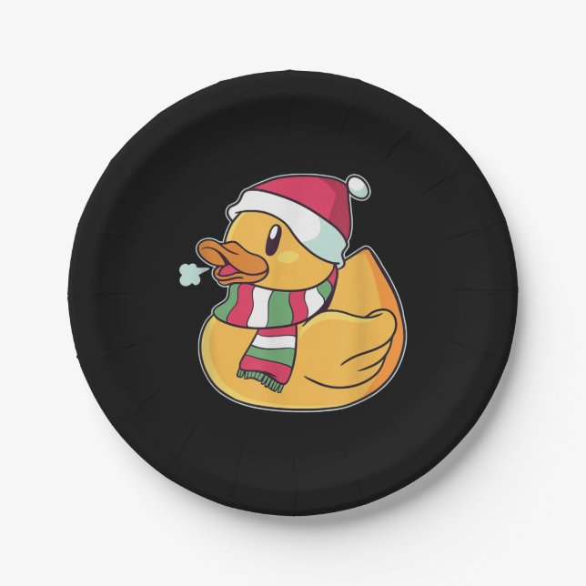 Cute Dub Duck Christmas Paper Plates (Front)