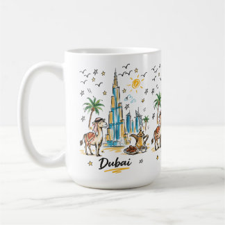 Cute Dubai Skyline Sketch Art Coffee Mug