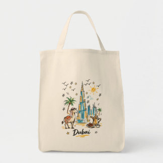 Cute Dubai Skyline Sketch Art Tote Bag