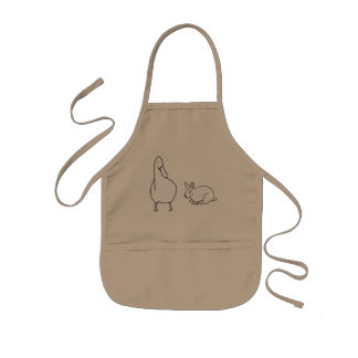 Cute Duck and Rabbit Outline Drawings Aprons