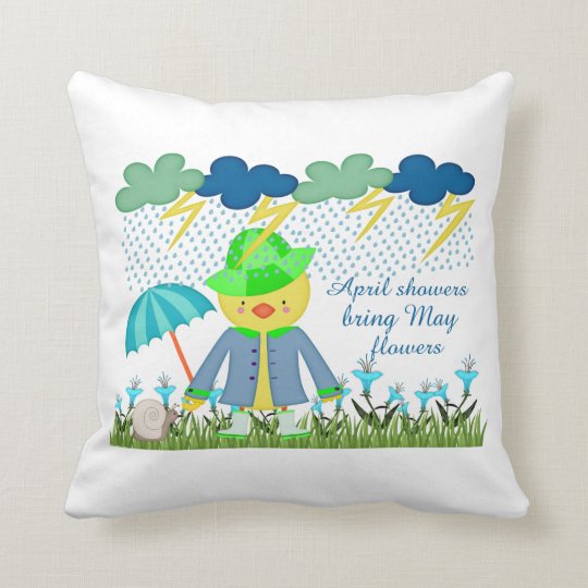 Cute Duck April Showers Bring May Flowers Throw Pillow Zazzle