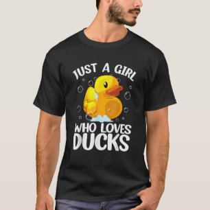 Cute Duck Art For Girls Women Kids Youth Rubber T-Shirt