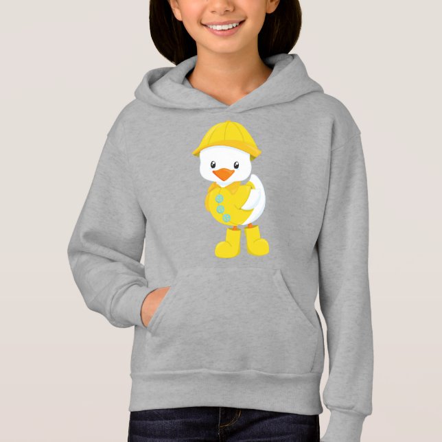 Cute Duck, Baby Duck, Duck In Raincoat, Rain Hoodie (Front)