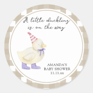Cute Duck Baby Shower Classic Round Sticker