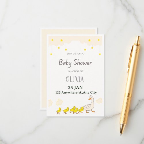 Cute Duck Baby Shower Invitation