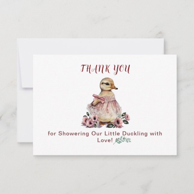 Cute Duck Baby Shower Thank You Card (Front)