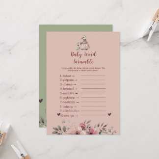 Cute Duck Baby Word Scramble | Baby Shower Game Invitation