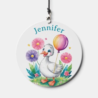 Cute Duck & Balloons Floral Design for Kids