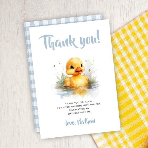 Cute Duck Birthday Flat Thank You Card