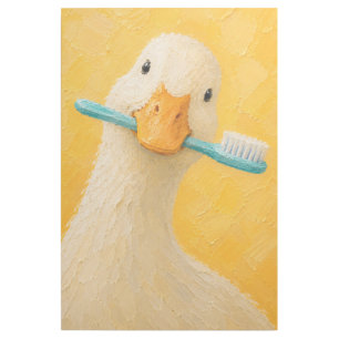Cute Duck Brushing Teeth Impasto Oil Painting Gallery Wrap