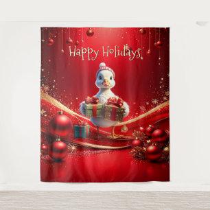 Cute Duck Christmas Holiday Backdrop