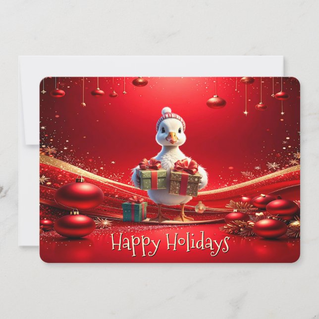Cute Duck Christmas Holiday Card (Front)