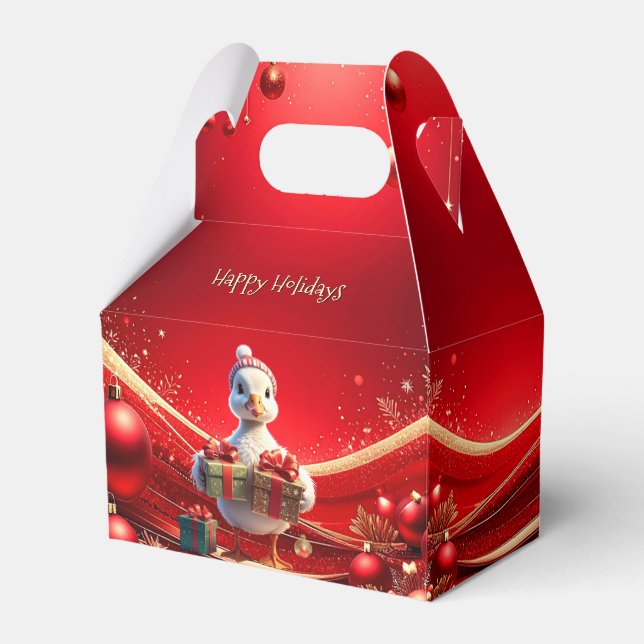 Cute Duck Christmas Holiday Favor Box (Front Side)