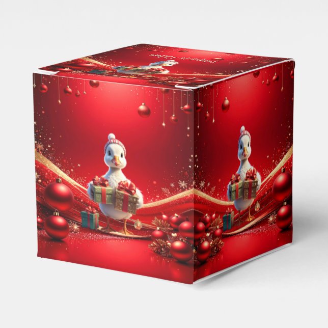 Cute Duck Christmas Holiday Favor Box (Front Side)