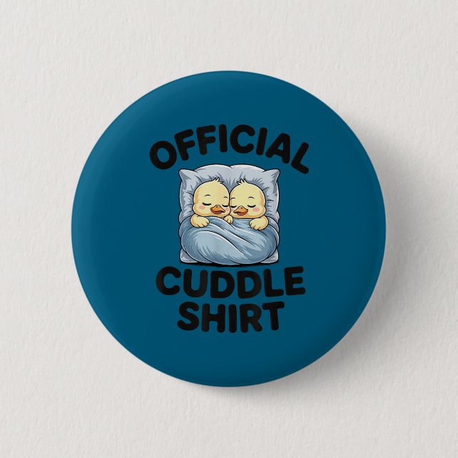 Cute Duck Couple Snuggle Cuddle  Button (Front)