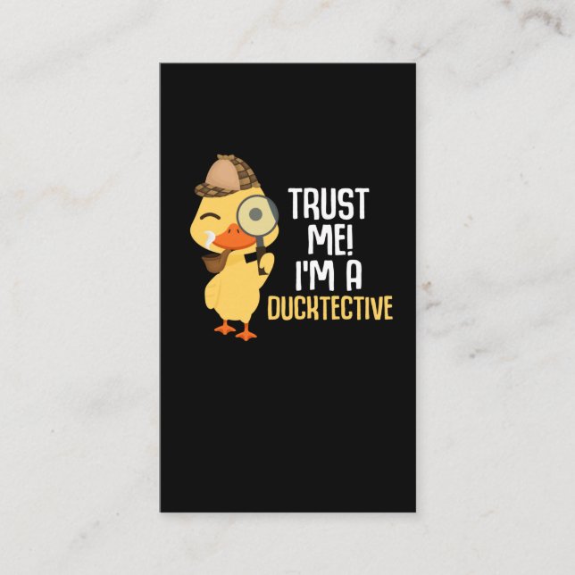 Cute Duck Detective Animal Humor Duck Lover Business Card (Front)