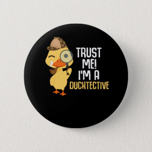 Cute Duck Detective Animal Humor Duck Lover Button