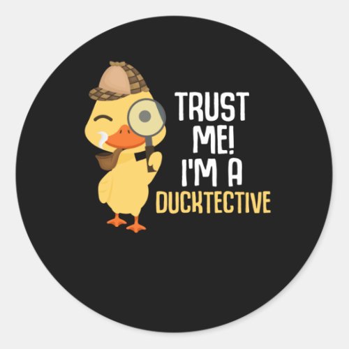 Cute Duck Detective Animal Humor Duck Lover Classic Round Sticker
