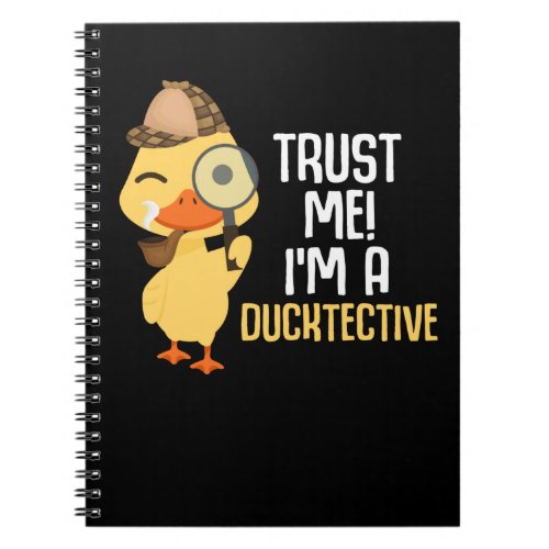 Cute Duck Detective Animal Humor Duck Lover Notebook