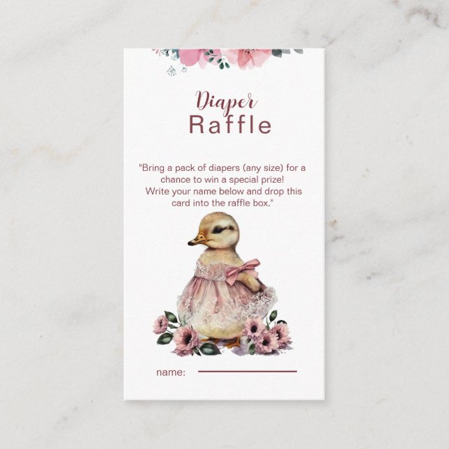  Cute Duck Diaper Raffle Ticket  Enclosure Card (Front)