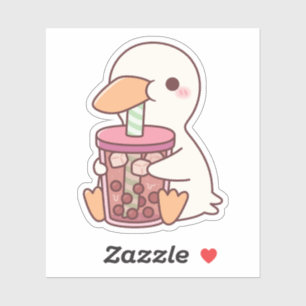 Cute Duck Drinking Boba Tea Sticker