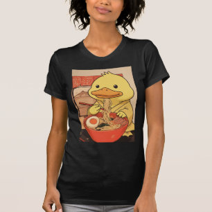 Cute Duck Eating Ramen Noodles for Asian Food Fans T-Shirt