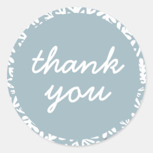 Cute Duck egg blue Botanical Thank You Classic Round Sticker