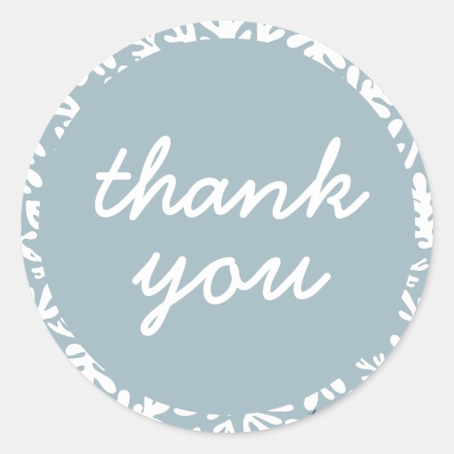 Cute Duck egg blue Botanical Thank You Classic Round Sticker (Front)