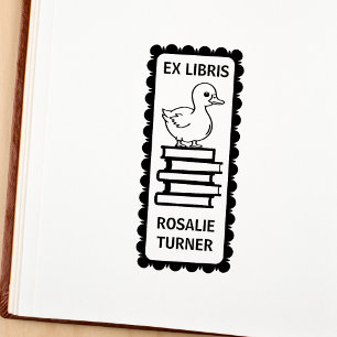 Cute Duck Ex Libris Bookplate Rubber Stamp
