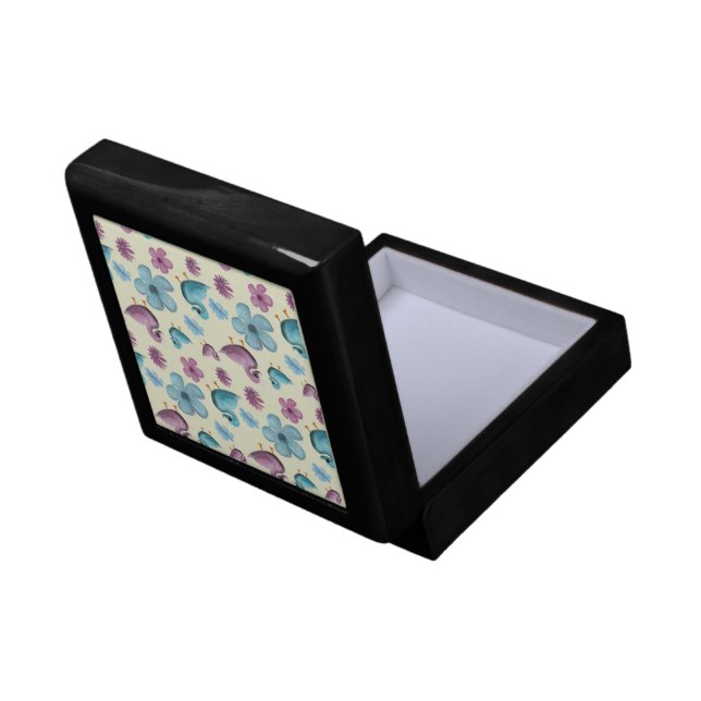 Cute Duck Floral Pattern Aesthetic Pastel Kawaii B Gift Box (Back Open)