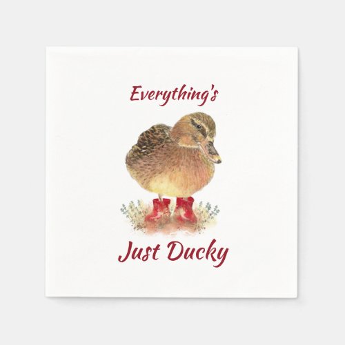 Cute Duck Fun Quote  Everything is Just Ducky  Napkins