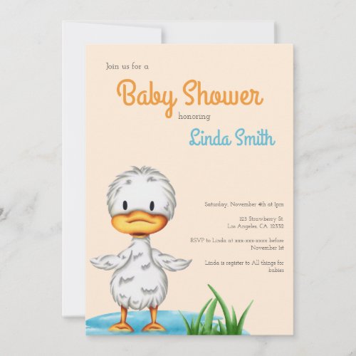 Cute Duck Gender Neutral Baby Shower Invitation