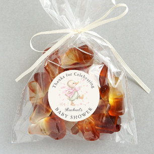 Cute Duck Girl Baby Shower Thank You Favor Classic Round Sticker