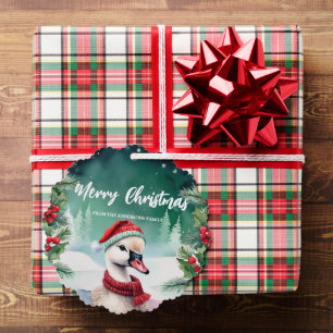 Cute Duck goose Santa Xmas Holiday Party Family Ornament Card