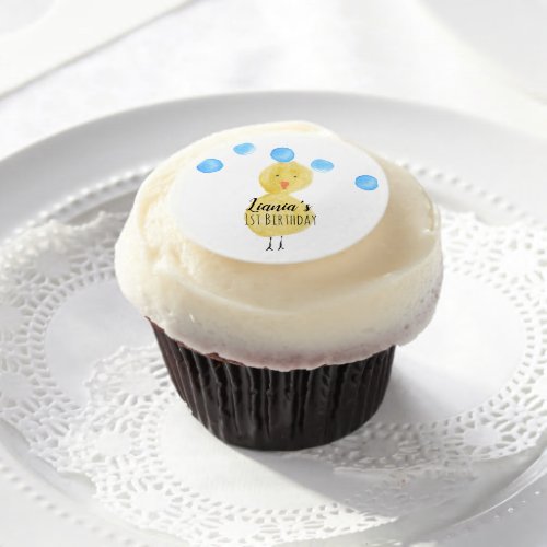 Cute Duck Hand Watercolor Birthday Party    Edible Frosting Rounds
