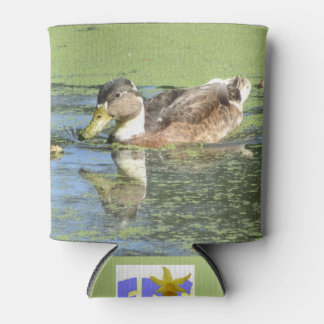 Cute Duck in Duckweed Can Cooler
