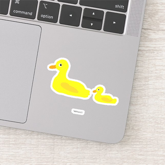 Cute Duck Parent Mom Ducking Cartoon Illustration Sticker (Detail)