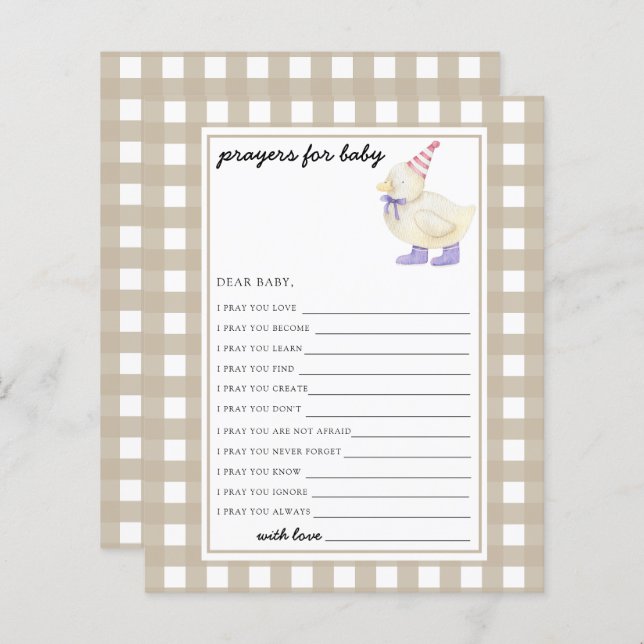 Cute duck - Party game | prayers for baby (Front/Back)