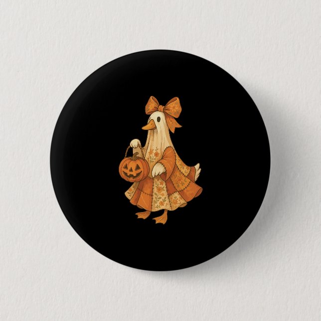Cute Duck Patchwork Halloween Party Button (Front)