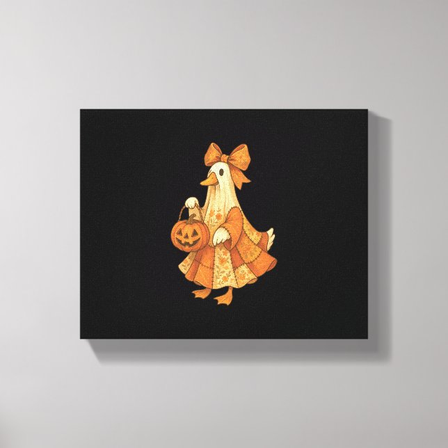 Cute Duck Patchwork Halloween Party Canvas Print (Front)
