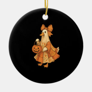 Cute Duck Patchwork Halloween Party Ceramic Ornament