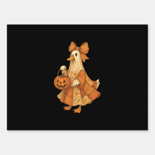 Cute Duck Patchwork Halloween Party Sign
