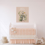 Cute Duck Personalized Home Nursery Decor Faux Canvas Print<br><div class="desc">Rustic woodland girl duck dressed in tattered flowered overcoat with floral accents all around.  Add your choice of name to personalize.  Just so sweet.</div>