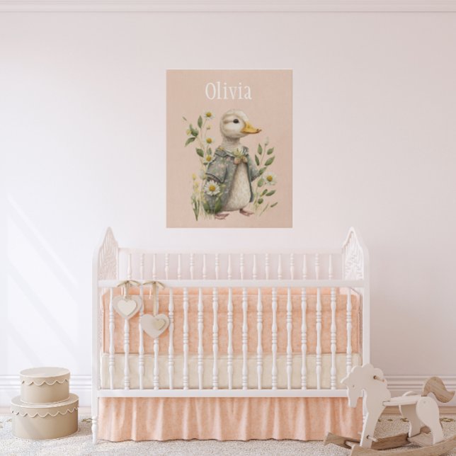 Cute Duck Personalized Home Nursery Decor Faux Canvas Print (Creator Uploaded)