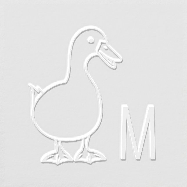 Cute Duck Pet Custom Monogram Initial Embosser (Design)