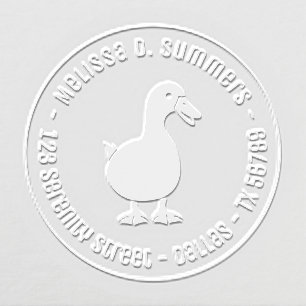 Cute Duck Pet Round Return Address Embosser